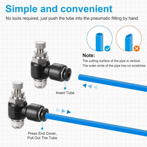 HARFINGTON 3pcs SL6-NPT1/8 Air Flow Control Valve Push to Connect Fitting 1/4 Inch OD 1/8 Inch NPT 90 Degree Elbow Air Hose Control Valve Fitting Push Lock, Black in Saudi Arabia