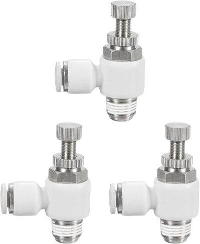HARFINGTON 3pcs SL6-NPT1/8 Air Flow Control Valve Push to Connect Fitting 1/4 Inch OD 1/8 Inch NPT 90 Degree Elbow Air Hose Control Valve Fitting Push Lock, Black in Saudi Arabia