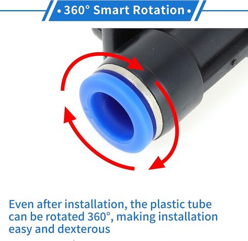 VekAuto Push to Connect Air Fittings 1/2"x1/4"x1/2" t Type Reducing Air Line Quick Connector Plastic 6 Pcs Blue Black in Saudi Arabia