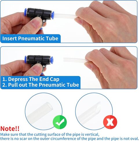 VekAuto Push to Connect Air Fittings 1/2"x1/4"x1/2" t Type Reducing Air Line Quick Connector Plastic 6 Pcs Blue Black in Saudi Arabia