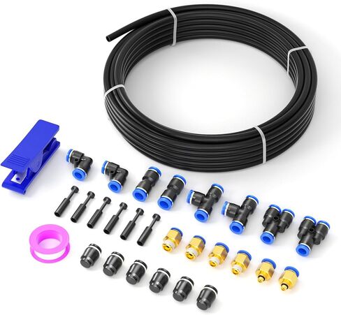 luxdeng 8MM OD Black Polyurethane PU Air Hose Line Kit with Push-to-Connect Fittings for Compressed Air 10 Meter/32.8ft (Pack of 31) in Kuwait