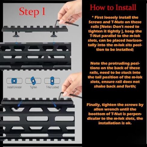 Gotical 11 Slots M-LOK Rail Section for M Lok Handguard Eleven Slots Rail Picatinny Rail Set of 2 Pieces in Saudi Arabia