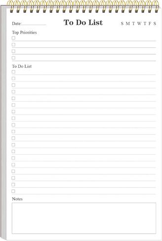 Yaridar (5-Pack) To Do List Notepad - A5 Undated Daily Planner, 250 Sheets/500 Pages To Do List Notebook for Work, Spiral Waterproof Notepad for Office Supplies, School Planner, 5.8" x 8.3" in Saudi Arabia