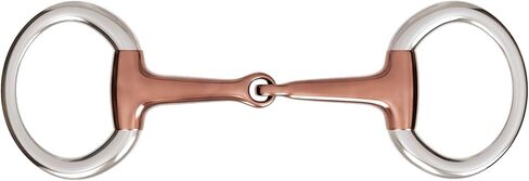 لقم EQUSPUR Snaffle، من الفولاذ المقاوم للصدأ والنحاس النحاسي/السيليكون، حلقة على شكل بيضة/D، مسمار حصان الفروسية السائب المفصل، 5 بوصة 5-1/4 بوصة in Kuwait