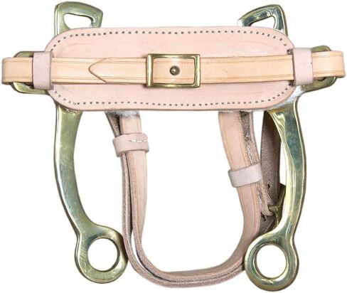HILASON Solid Brass Horse Mouth Hackamore Bit W/Natural Leather in Saudi Arabia