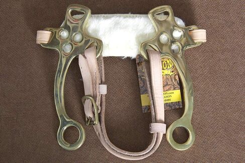 HILASON Solid Brass Horse Mouth Hackamore Bit W/Natural Leather in Saudi Arabia