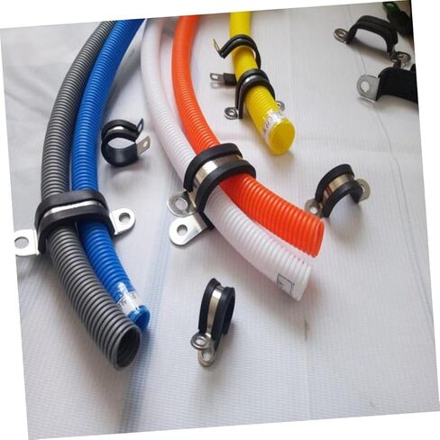 SEWACC 20Pcs Insulated Rubber Cushioned Cable Clamps Durable Stainless Steel Hose Clamps for Wiring Racking Line Management and Repair Resistant and Resistant in Saudi Arabia