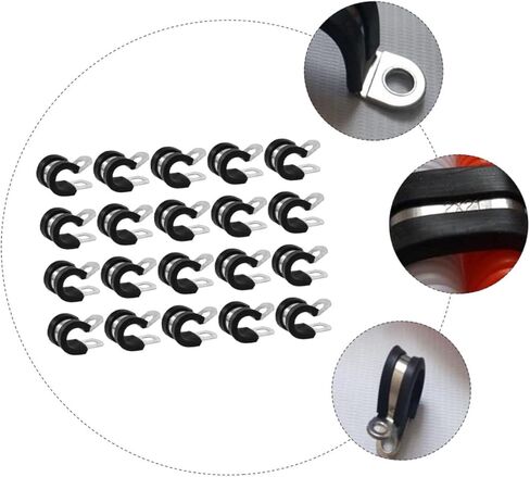 SEWACC 20Pcs Insulated Rubber Cushioned Cable Clamps Durable Stainless Steel Hose Clamps for Wiring Racking Line Management and Repair Resistant and Resistant in Saudi Arabia