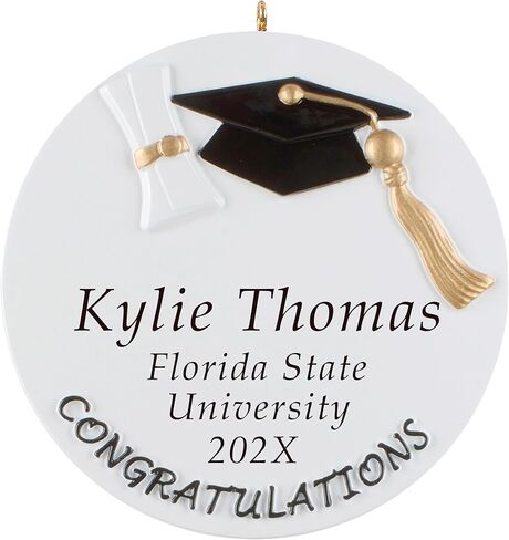 Personalized Graduation Ornament Class of 2025 | Free 24h Customization | Laser Engraved High School Senior Christmas Ornaments for Tree | Custom Gift Wrapped Grad Cap Keepsake for Graduates in Kuwait