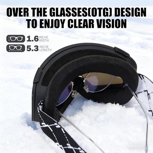 نظارات JQF Gear للتزلج فوق النظارات نظارات الثلج/التزلج على الجليد OTG مغناطيسية كاملة ريفو للرجال والنساء والبالغين للحماية من الأشعة فوق البنفسجية in Kuwait