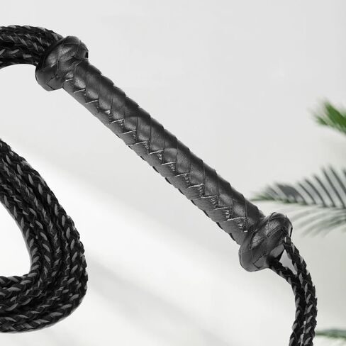 Professional Hand-Braided 9-Tail Equestrian Whip - 36-Strand Full-Grain Cowhide Leather Horse Training Whip with Willow Leaf Tips in Saudi Arabia