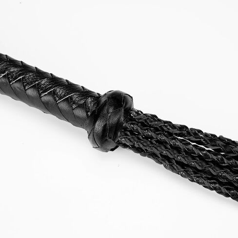 Professional Hand-Braided 9-Tail Equestrian Whip - 36-Strand Full-Grain Cowhide Leather Horse Training Whip with Willow Leaf Tips in Saudi Arabia