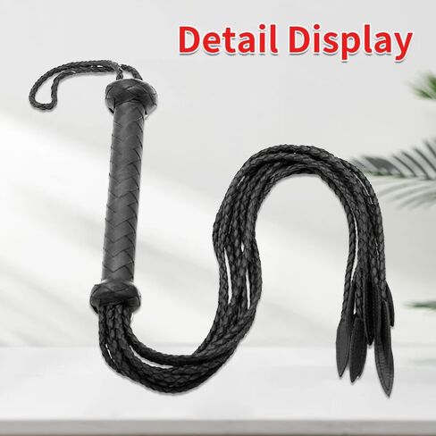 Professional Hand-Braided 9-Tail Equestrian Whip - 36-Strand Full-Grain Cowhide Leather Horse Training Whip with Willow Leaf Tips in Saudi Arabia