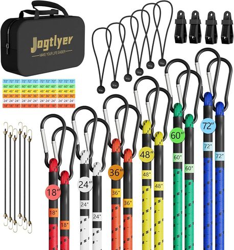 مجموعة الأسلاك بنجي 28pcs حزمة سلك Bungie Bungee في الهواء الطلق مع Carabiner 10 "18" 26 "48" 60 " in Kuwait