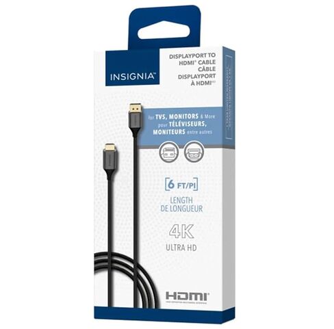 كابل Insignia DisplayPort مقاس 10 بوصات - أسود - 4K Ultra HD - طول 10 أقدام للوصول الممتد - الموديل: NS-PDD1019 in Kuwait