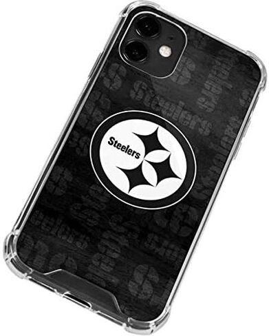 حافظة هاتف Skinit الشفافة متوافقة مع iPhone 12 Mini - تصميم أسود وأبيض مرخص رسميًا من NFL Pittsburgh Steelers in Saudi Arabia