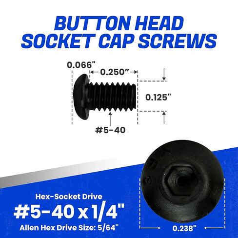 مسامير غطاء مقبس رأس زر Fastenere - 5-40 × 1/4 بوصة (50 قطعة) من سبائك الصلب، ملولبة بالكامل، لمسة نهائية من أكسيد أسود ناعم، مقاومة للتآكل، خيط الآلة، سهلة التركيب مع محرك سداسي ألين in Saudi Arabia