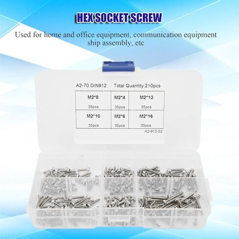 Hex Socket Head Screw, 210pcs Hex Socket Head, Anchors Concrete Screws Bolts Screw 304 Stainless Steel Bolt Sets, Screw and Bolt Kits in Saudi Arabia