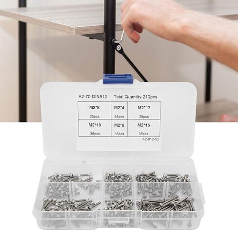 Hex Socket Head Screw, 210pcs Hex Socket Head, Anchors Concrete Screws Bolts Screw 304 Stainless Steel Bolt Sets, Screw and Bolt Kits in Saudi Arabia