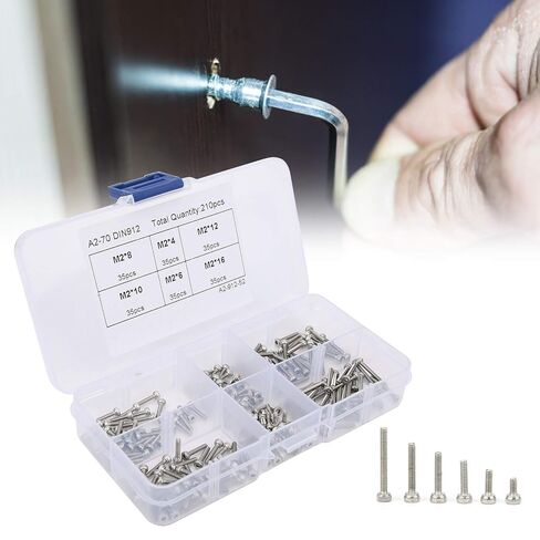 Hex Socket Head Screw, 210pcs Hex Socket Head, Anchors Concrete Screws Bolts Screw 304 Stainless Steel Bolt Sets, Screw and Bolt Kits in Saudi Arabia