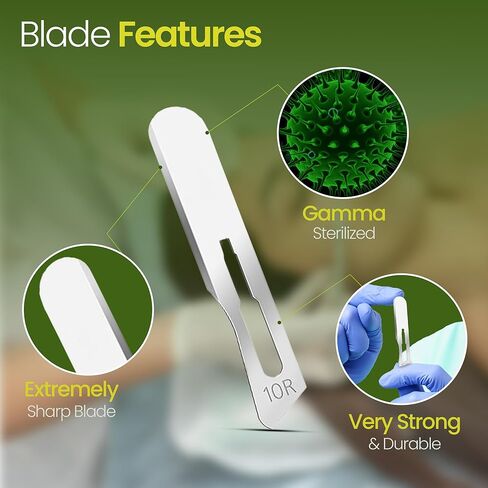 10R Dermaplane Blades – Stainless Steel Dermaplaning Scalpel Blades, Disposable, 100 Pack Individually Wrapped, Fits Standard Dermaplane Razor Professional Handles (10R) in Saudi Arabia