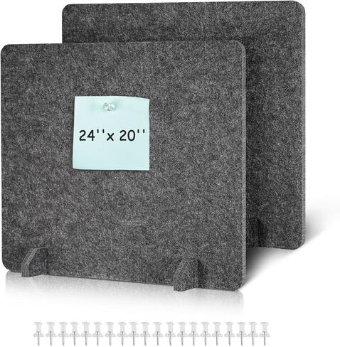 DOLLAR BOSS 4PCS Acoustic Desk Dividers 24" x 20", Soundproof Freestanding Privacy Panels for Table, Noise Reducing Desktop Partition for Office, Home, Classroom, Study Area with 20 Pushpins, Grey in Saudi Arabia