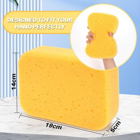 RAINFLOW 4PCS Large Car Wash Sponge – Sponges for Cleaning Extra Thick High-Density Pottery Pponges, Scratch-Free, Super Absorbent, Reusable for Auto Detailing, Waxing, and Cleaning in Saudi Arabia