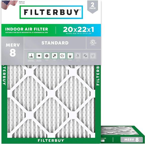 FilterBuy 12x20x4 Filter Merv 8 Duper Defense (2 pack) ، HVAC AC Furnace Filters استبدال (الحجم الفعلي: 11.50 × 19.50 × 3.63 بوصة) in Kuwait