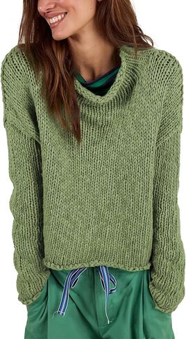 Songling Womens Sweater Oversized Roll Neck Cotton Long Sleeve Casual Soft Chunky Sweaters Crochet Knit Pullover Tops in Kuwait