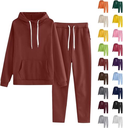 Womens 2 Piece Outfits Lounge Hoodie Sweatsuit Sets 2025 Oversized Sweatshirt Baggy Fall Comfy Sweatpants with Pockets in Saudi Arabia