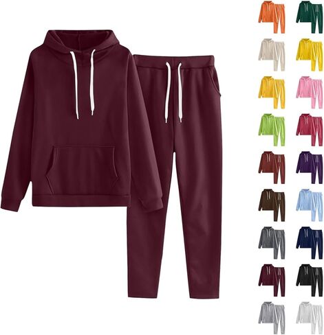 Womens 2 Piece Outfits Lounge Hoodie Sweatsuit Sets 2025 Oversized Sweatshirt Baggy Fall Comfy Sweatpants with Pockets in Saudi Arabia