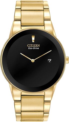 Citizen Men's Eco-Drive Modern Eco Axiom Watch, Black Leather Strap, Black Dial, 2 Hand, Date (Model: AU1062-05E) in Saudi Arabia