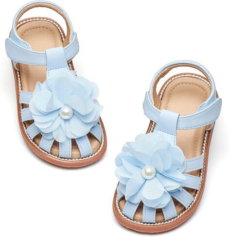 Flaryzone Toddler Little Girls Glitter Flower Open-Toe Flat Dress Sandals Summer Shoes in Kuwait