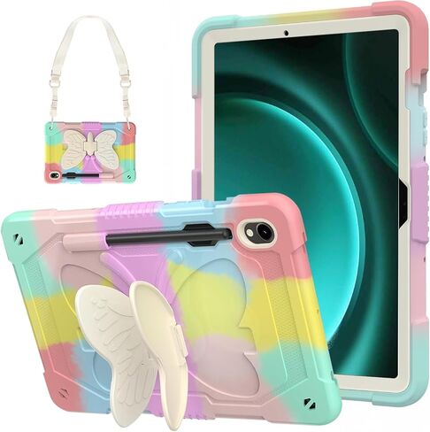 حافظة أطفال لجهاز iPad 9.7" 2018 2017/iPad Air 2/Pro 9.7 - حافظة iPad متينة مقاومة للصدمات على شكل فراشة الجيل السادس/الجيل الخامس مع حامل قلم رصاص بحزام كتف لجهاز iPad Air 2/iPad Pro 9.7 in Kuwait