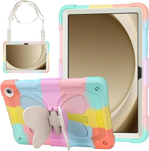 حافظة أطفال لجهاز iPad 9.7" 2018 2017/iPad Air 2/Pro 9.7 - حافظة iPad متينة مقاومة للصدمات على شكل فراشة الجيل السادس/الجيل الخامس مع حامل قلم رصاص بحزام كتف لجهاز iPad Air 2/iPad Pro 9.7 in Kuwait