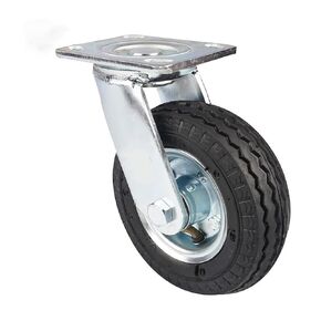 1 قطعة عجلات الثقيلة 6 بوصة عجلات اتجاهية قابلة للنفخ المطاط الهواء مقاومة للاهتراء عربة أمتعة الفندق (6 بوصة-A-ثابت) in Kuwait