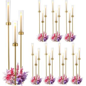 Vincidern 4PCS Candelabra 3 ARM ، حاملي شموع الإعصار ، حاملي شمعة مدببة مع ظلال أكريليك للمركز ، هالوين ، حامل شمعدان ديكور عيد الميلاد in Kuwait