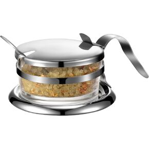 Honeydak 2 Set Stainless Steel Endurance Salt Server with Spoon Salt Cellar with Spoon Containers for Countertop, Seasoning Storage for Kosher, Sea, Candy, Pepper, Heavyweight Seasoning Jar in Kuwait