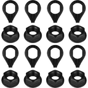 Bicycle Hub 3/8 Inch Black Flange Shaft Nut Kits, 16 PCS Bicycle Hub Flanged Axle Nut and Safety Washer Bicycles Wheel Axle Nuts with Front and Rear Bicycles Wheel Safety Washer, Black BicycleHub Par in Saudi Arabia