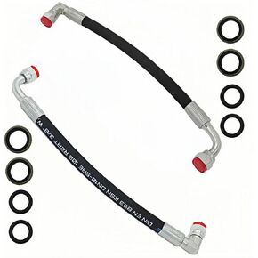 خرطوم هيدروليكي LZXQYMX 2-Pack AW29374 للرافعات الأمامية John Deere - ضغط عالٍ 5800 رطل لكل بوصة مربعة، كوع 90 درجة مع حلقات دائرية، طول 14.8 بوصة، متوافق مع موديلات 120E 120R 200X 210 300 300X 400X 430 in Kuwait