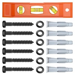 Mywish TV Mount Screws Kit, Lag Bolt Kit for TV Wall Mount, M8x65 Lag Bolts Screws, 10x60 Wall Anchors, Washers, Bubble Level for Wood Stud Brick Concrete Drywall, Universal TV Mounting Hardware Kit in Saudi Arabia