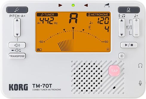 Korg TM-70C Combo Tuner Metronome with Microphone - White Bundle with Power Supply and Austin Bazaar Polishing Cloth in Saudi Arabia