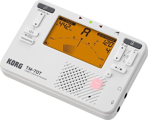 Korg TM-70C Combo Tuner Metronome with Microphone - White Bundle with Power Supply and Austin Bazaar Polishing Cloth in Saudi Arabia