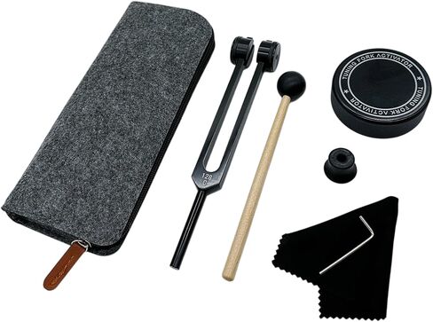 128 Hz Tuning Fork Healing Instrument with Activator, Aluminum Alloy Resonance Weighted 128Hz Tuning Fork for Healing Sound Meditation, Grounding, Mindfulness, Yoga, Reiki Practice Black in Saudi Arabia