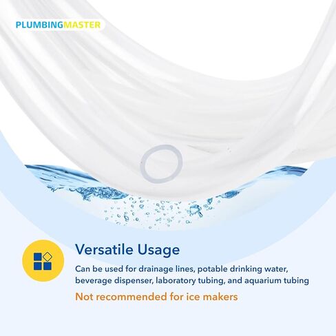 PLUMBINGMASTER 10ft 1/2''ID×5/8''OD أنابيب الفينيل الشفافة أنابيب PVC المرنة والهجينة، خرطوم ناعم خفيف الوزن، أنابيب صالحة للشرب in Kuwait