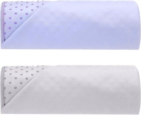 Peryiter 2pack 72 x 24'' Hot Yoga Towel Pack with Grip Dot, Sticky Fiber Mat Towels Non Slip for Hot Yoga, Absorbent Microfiber Sweat Anti-slip Cover for Pilates Exercise Fitness Workout(Light Purple) in Saudi Arabia