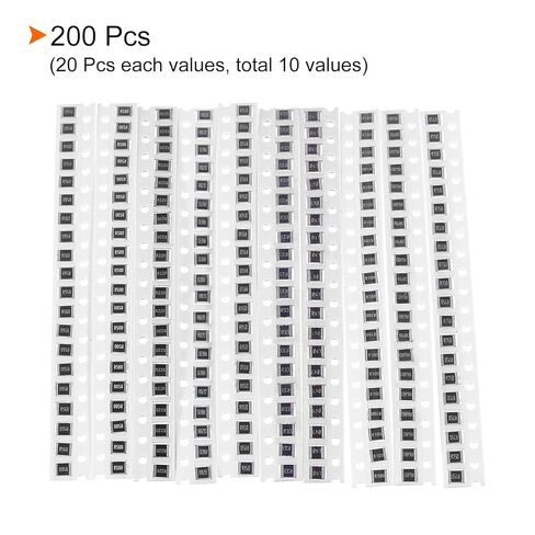مجموعة مقاومات جهاز التركيب السطحي PATIKIL 1210، مجموعة واحدة/200 قطعة 0.1R-1R أوم 10 قيم 1% تسامح 1/2 واط مجموعة متنوعة من مقاومات الرقاقة للمنتجات الإلكترونية in Saudi Arabia