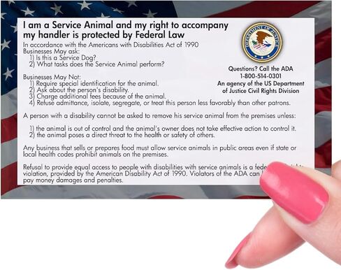 ADA Service Dog Law Cards 2026 - THE ORIGINAL - 50 ADA Service Dog Information Cards - Service Dog Card States Your Legal Rights - Use with Your Service Dog Certificate in Saudi Arabia