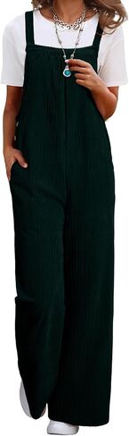 Happy Sailed Womens Corduroy Overalls Winter Fall Casual Sleeveless Adjustable Strap Wide Leg Long Pants Rompers in Kuwait