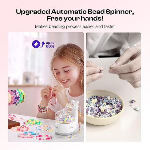 Caydo Clay Bead Spinner ، 2-in-1 Bead Bead Bead Spinner لصنع مجوهرات سوار الصداقة وآلة مجموعة القلادة مع إبرة وخيط ، مناسبة للأطفال الذين تتراوح أعمارهم بين 8 سنوات+، والأرجواني ، in Kuwait